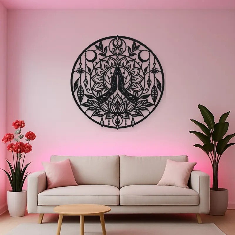 Meditation Hands Lotus Metal Wall Art | Movement Silhouette Decor