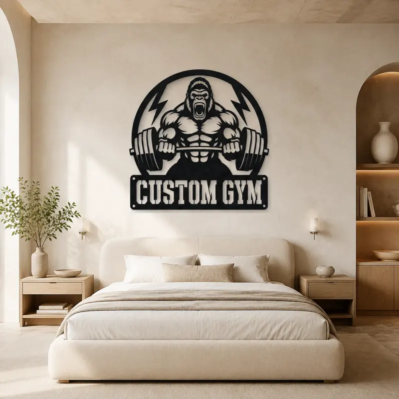 Personalized Gorilla Powerlifting Metal Wall Art for Gym Decor - lifestyle view 2