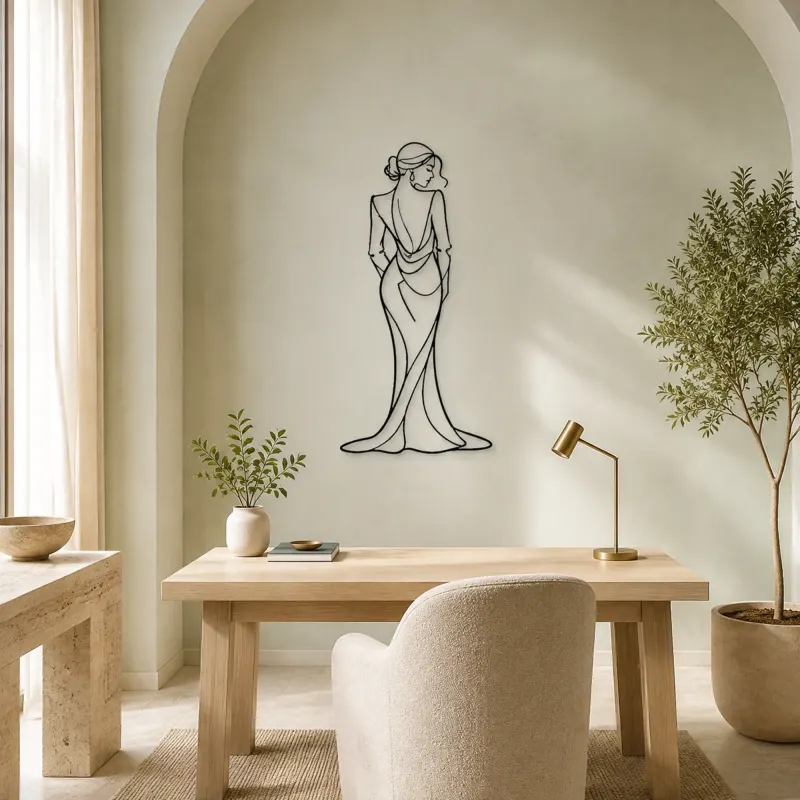 Sleek Gown Backline Metal Wall Art | Fashion Figure Wall Decor - lifestyle view 4