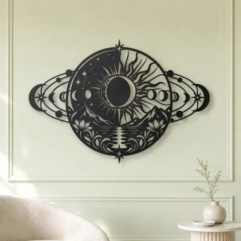 Eclipse Harmony Metal Wall Art | Celestial Boho Wall Decor - lifestyle view 2