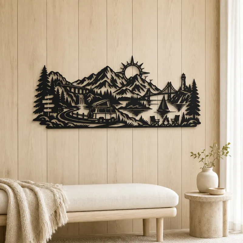 Mountain Camper Journey Metal Wall Art | Travel and City Wall Decor - lifestyle view 5