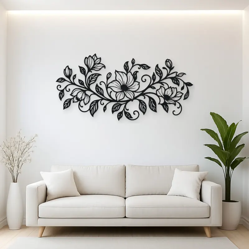 Endless Floral Vine Metal Wall Art | Botanical Metal Wall Decor