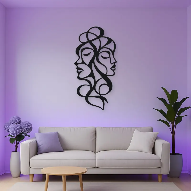 Abstract Face Fusion Metal Wall Art | Minimalist Woman Line Art