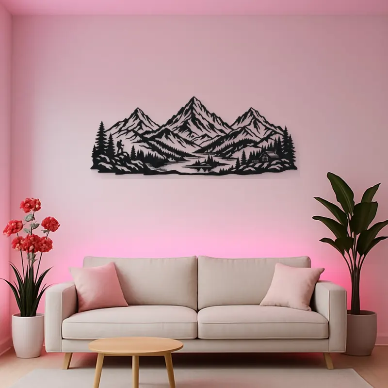 Three Peak Horizon Metal Wall Art | Nature Silhouette Decor