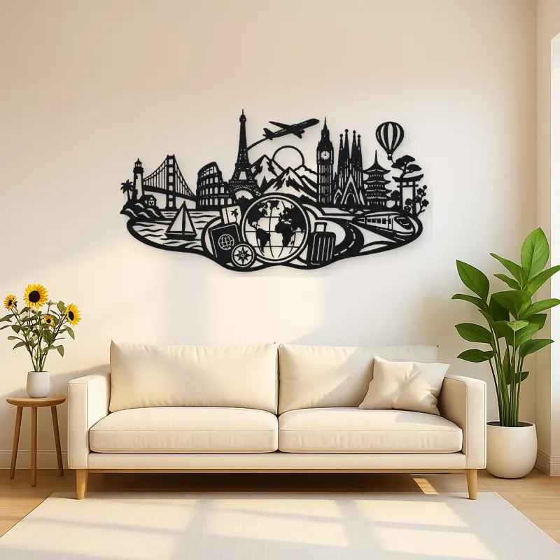 Passport Journey Symbol Metal Wall Art | Travel and City Wall Decor