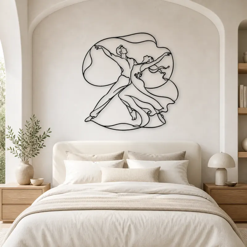 Contemporary Duet Curve Metal Wall Art | Couple Dance Wall Decor - lifestyle view 2