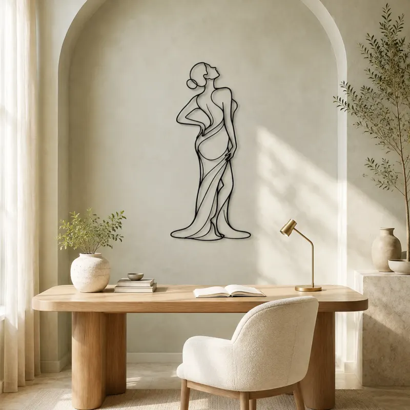 Curved Spine Figure Metal Wall Art | Feminine Figure Wall Decor - lifestyle view 4