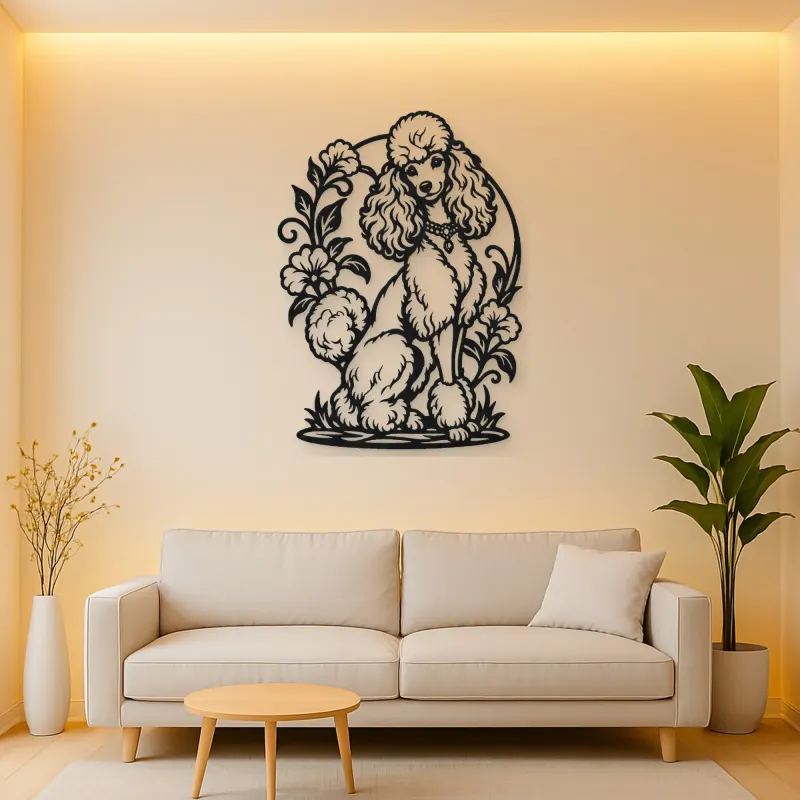 Poodle Elegant Pose Metal Wall Art | Pet Lover Silhouette Decor