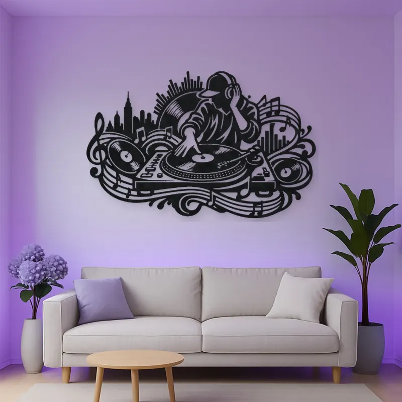 Turntable Groove Metal Wall Art | Music Room Wall Decor