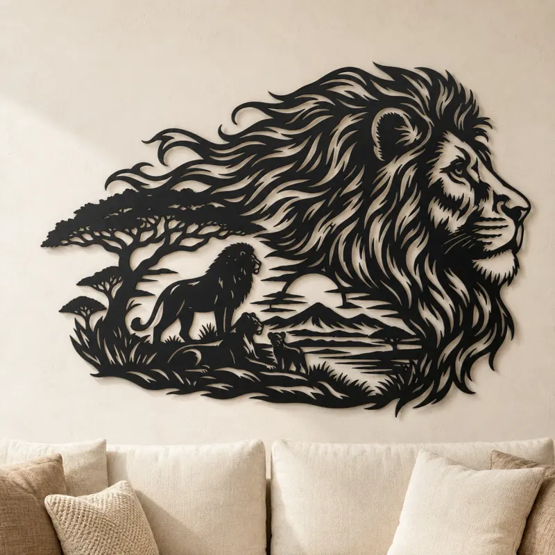 Décoration murale en métal Lion Head Flow | Silhouette Faune