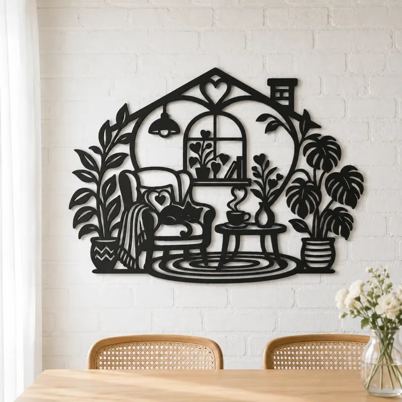 Home Sweet Heart Symbol Metal Wall Art | Cozy Home Metal Decor - lifestyle view 4