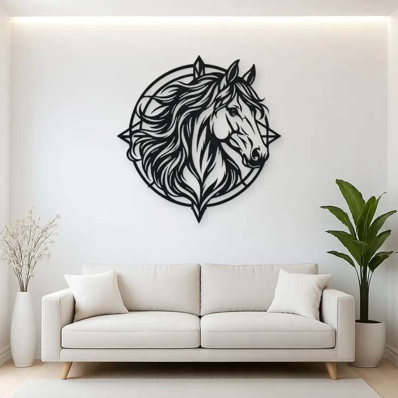 Horse Head Geometric Metal Wall Art | Equestrian Wall Decor