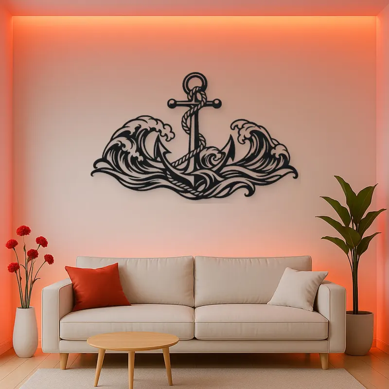 Anchor and Waves Metal Wall Art | Coastal and Nautical Wall Decor