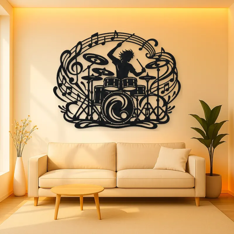 Drum Rhythm Circle Metal Wall Art | Modern Abstract Metal Decor