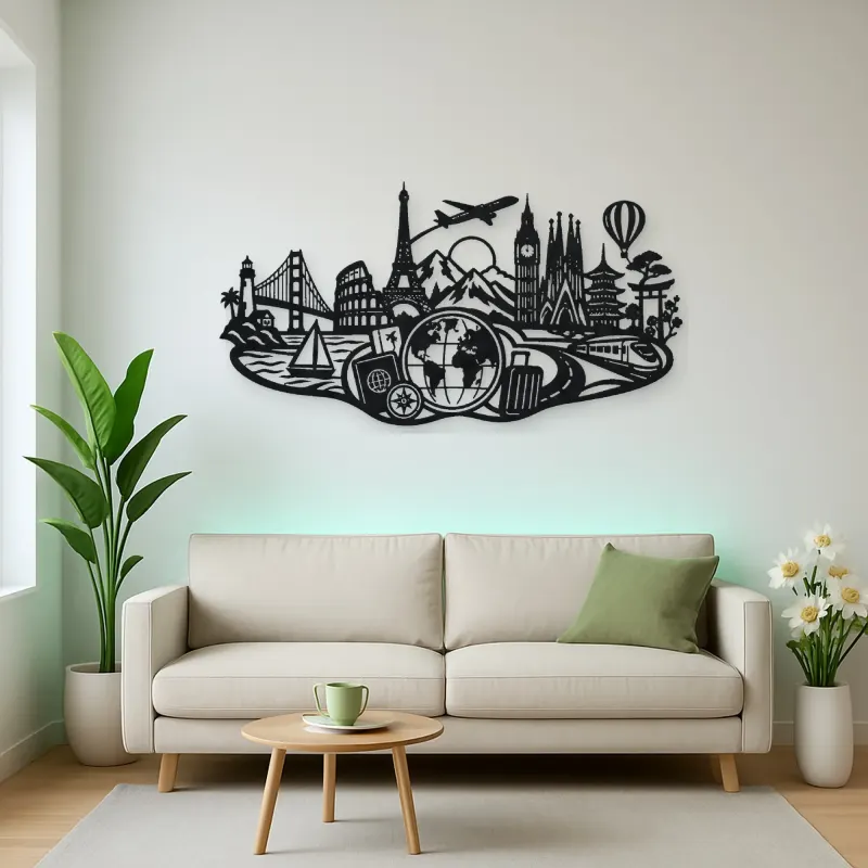 Passport Journey Symbol Metal Wall Art | Travel and City Wall Decor
