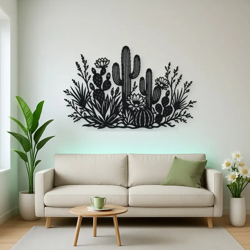 Cactus Desert Garden Metal Wall Art | Botanical Metal Wall Decor