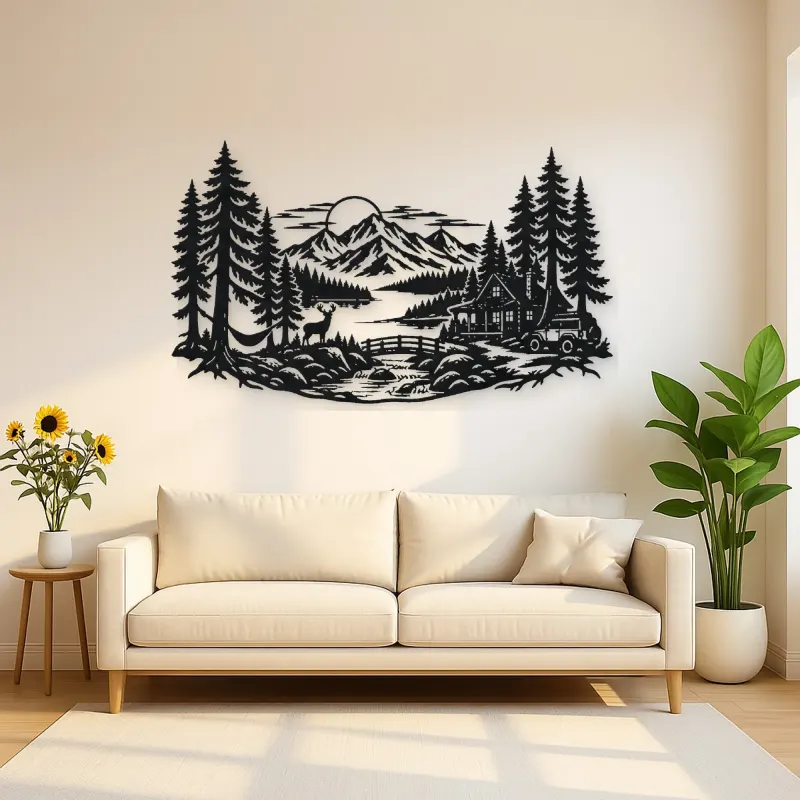 Endless Evergreen Horizon Metal Wall Art | Nature Silhouette Decor
