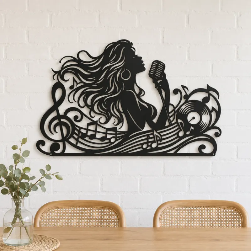 Singer Silhouette Metal Wall Art | Music Room Wall Decor - lifestyle view 4