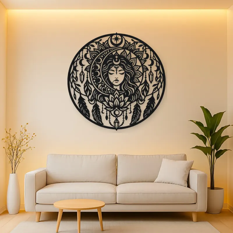 Mandala Moon Metal Wall Art | Spiritual Boho Metal Decor