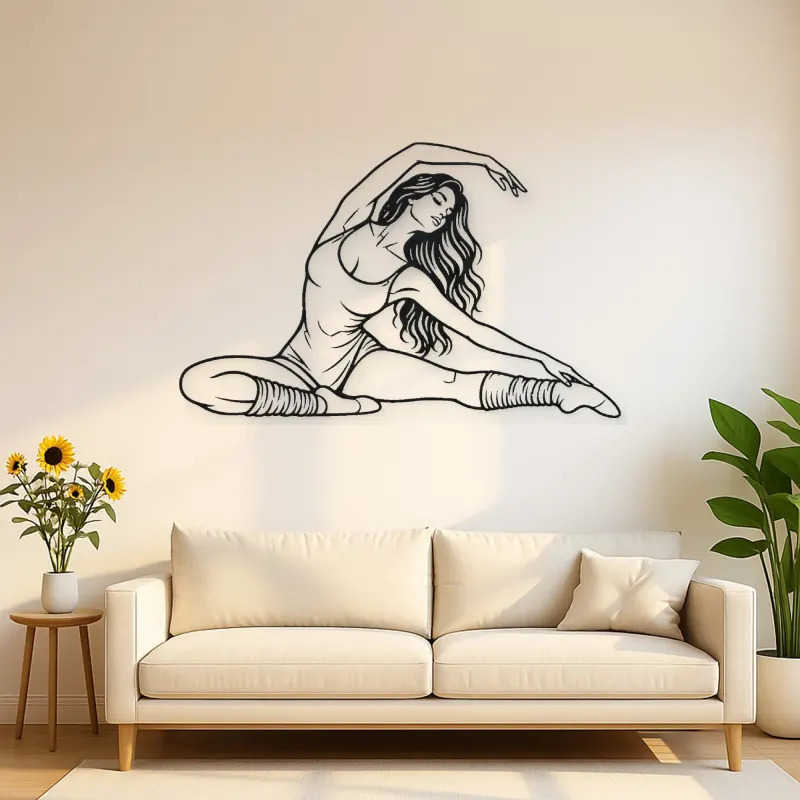 Floor Stretch Muse Metal Wall Art | Movement Silhouette Decor