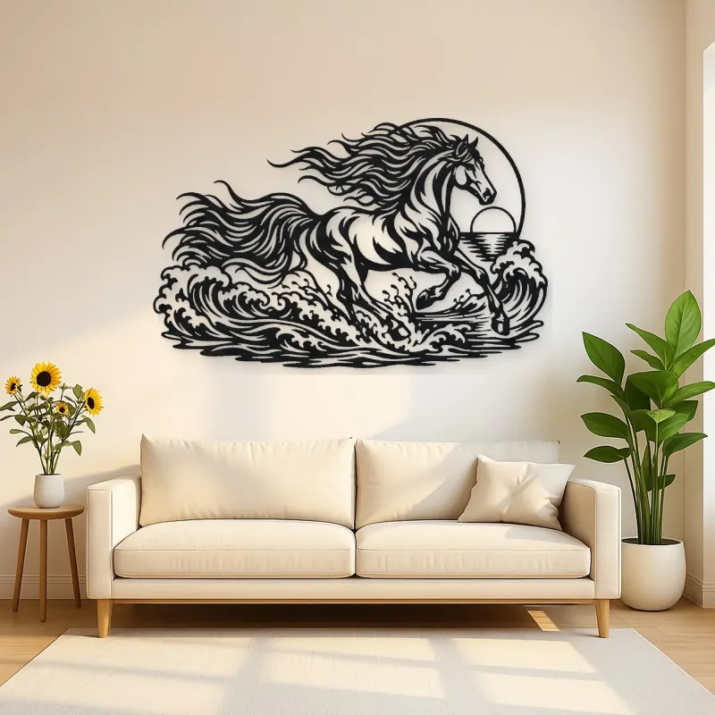 Horse Ocean Gallop Metal Wall Art | Equestrian Wall Decor