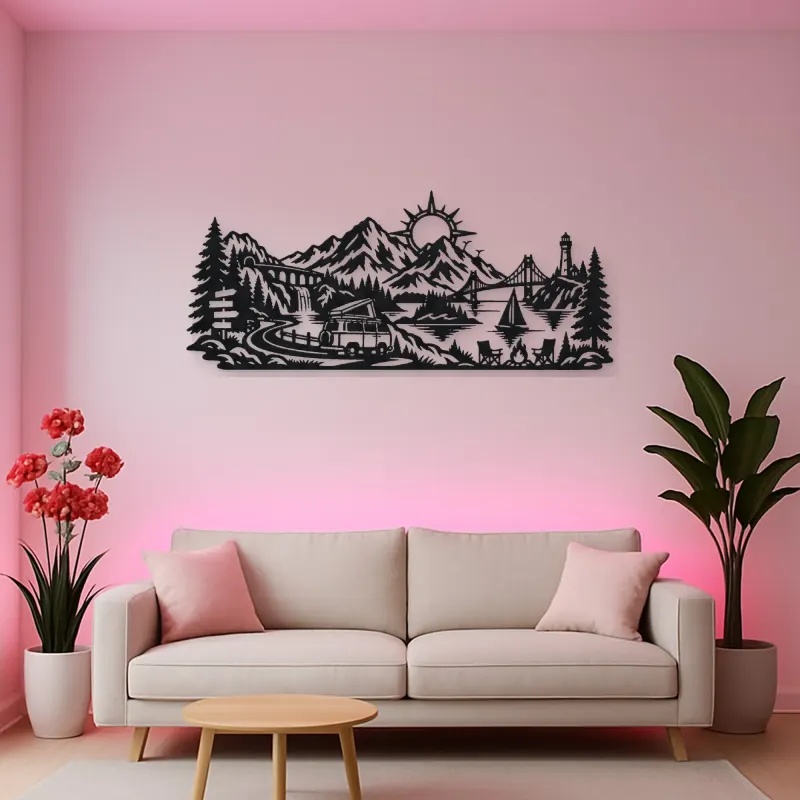 Mountain Camper Journey Metal Wall Art | Travel and City Wall Decor