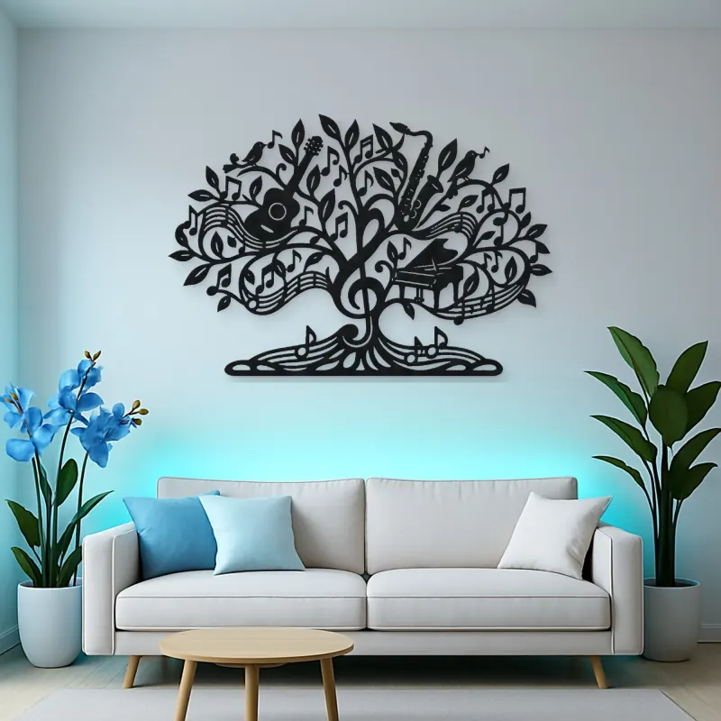 Music Note Tree Metal Wall Art | Music Room Wall Decor