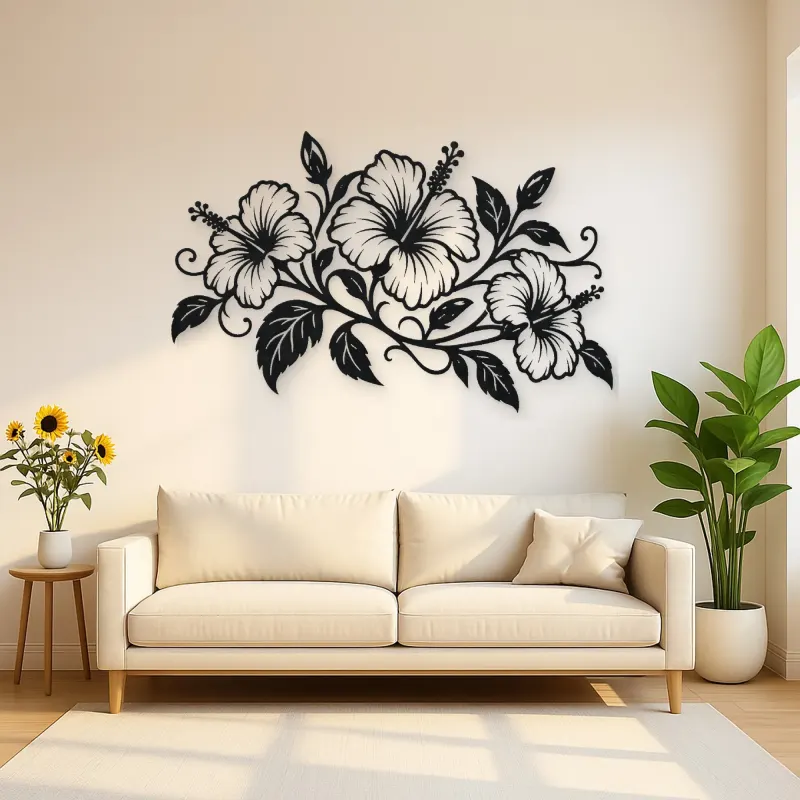 Hibiscus Flow Metal Wall Art | Botanical Metal Wall Decor