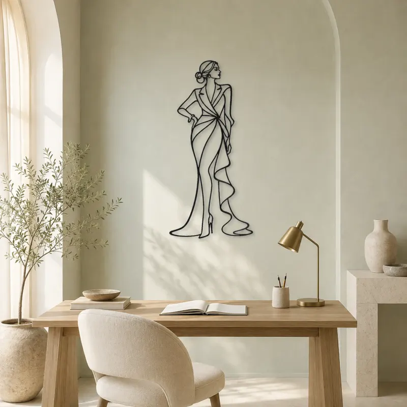 Designer Gown Profile Metal Wall Art | Fashion Figure Wall Decor - lifestyle view 4