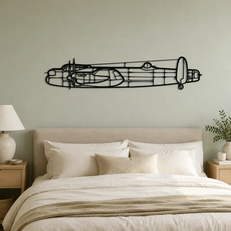 Avro Lancaster Airplane Silhouette Metal Wall Art, Metal Aircraft Silhouette, Aviation Wall Decor, Aviator Decor - lifestyle view 2