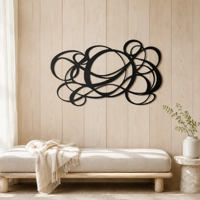Asymmetric Circle Dance Metal Wall Art | Modern Abstract Metal Decor - lifestyle view 5