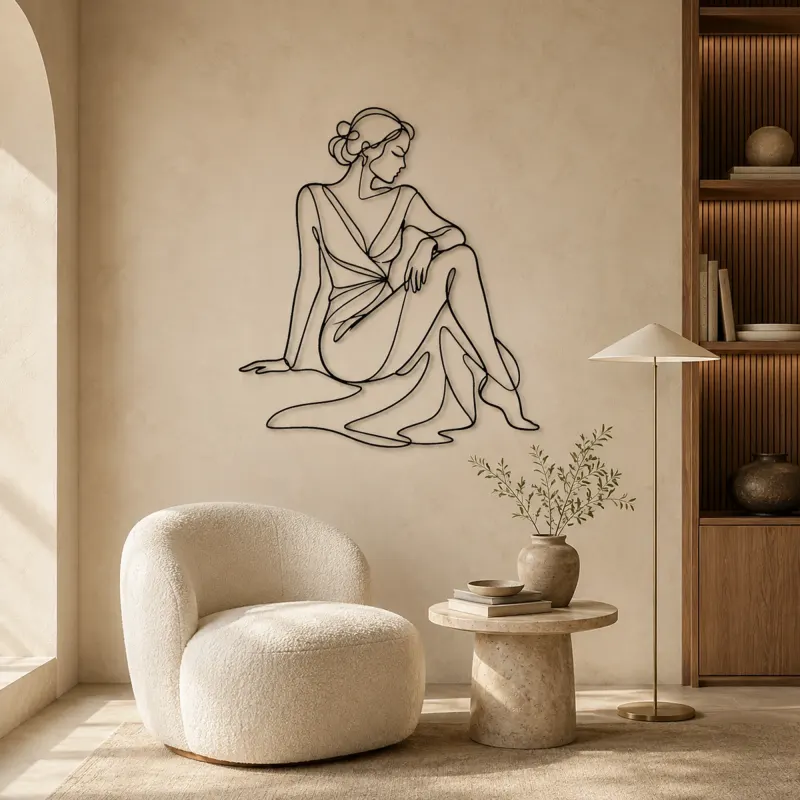 Seated Evening Muse Metal Wall Art | Fashion Figure Wall Decor - lifestyle view 5