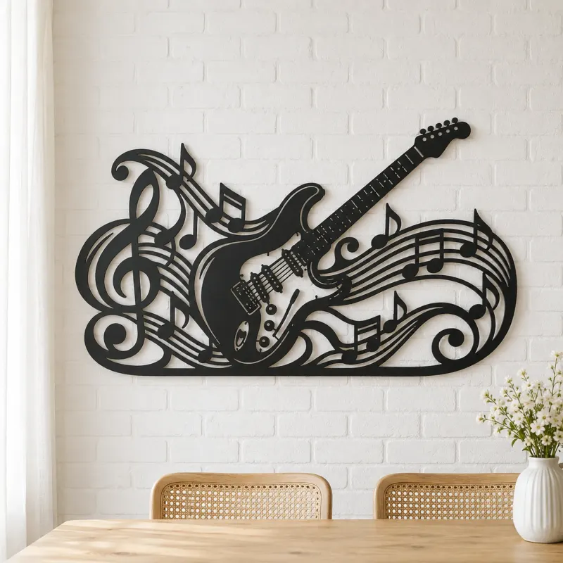 Guitar Melody Flow Metal Wall Art | Music Room Wall Decor - lifestyle view 4