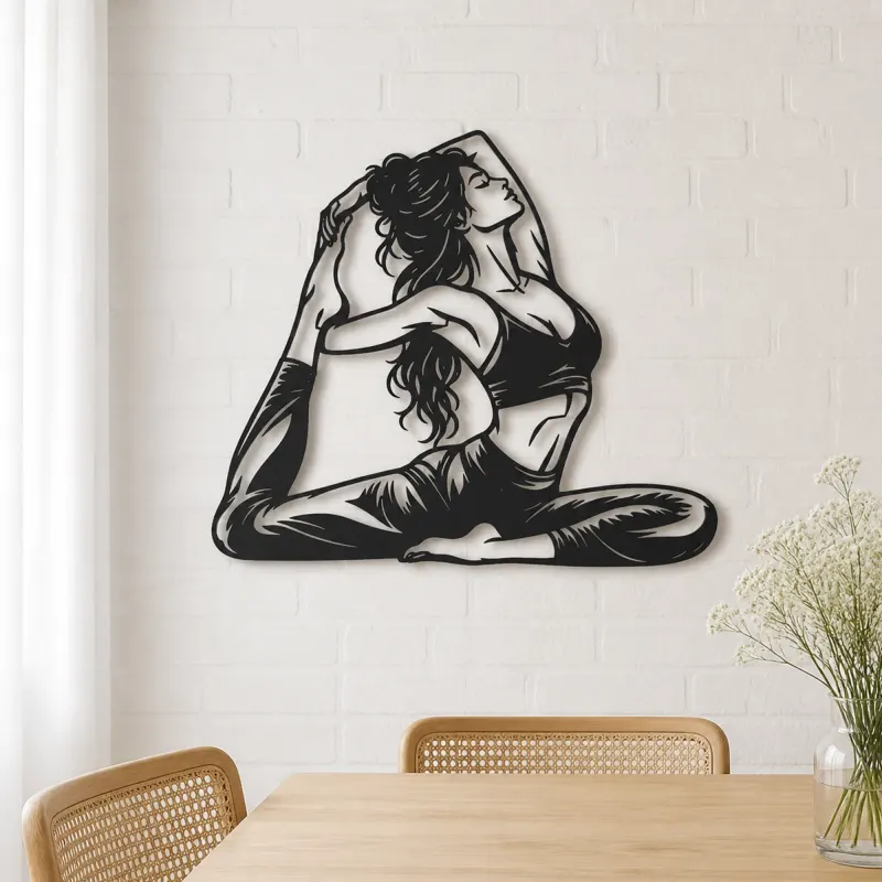 Pigeon Pose Serenity Metal Wall Art | Movement Silhouette Decor - lifestyle view 4