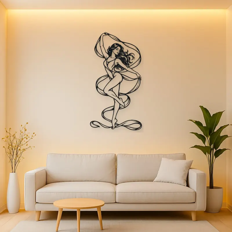 Silk Ribbon Pose Metal Wall Art | Movement Silhouette Decor
