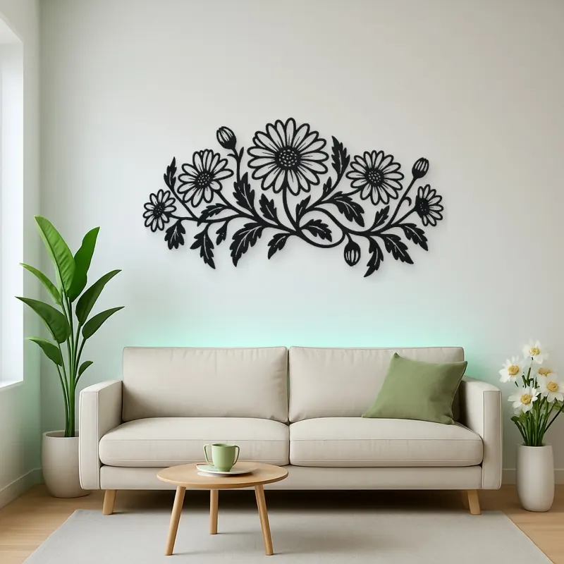 Daisy Chain Metal Wall Art | Botanical Metal Wall Decor