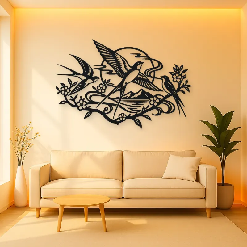 Swallow Flight Flow Metal Wall Art | Wildlife Silhouette Decor