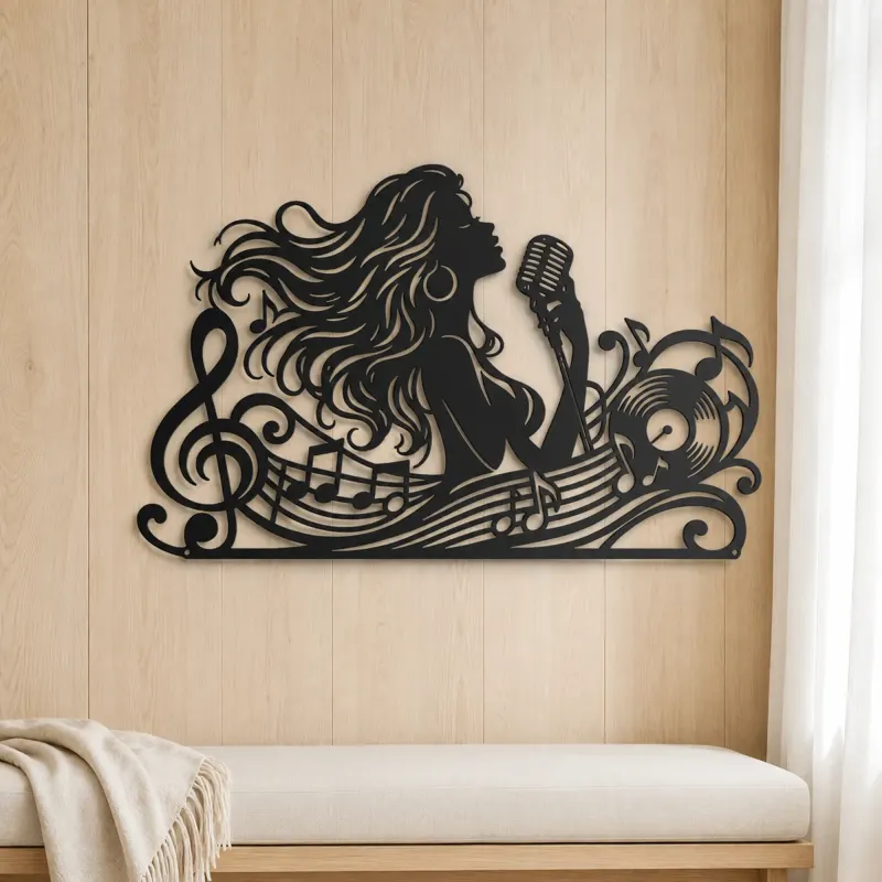 Singer Silhouette Metal Wall Art | Music Room Wall Decor - lifestyle view 5