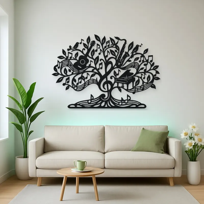 Music Note Tree Metal Wall Art | Music Room Wall Decor