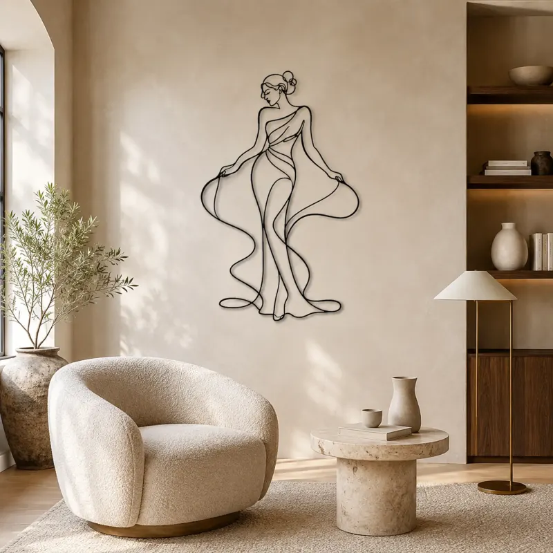 Silk Ribbon Woman Metal Wall Art | Fashion Figure Wall Decor - lifestyle view 5