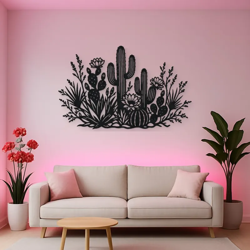 Cactus Desert Garden Metal Wall Art | Botanical Metal Wall Decor