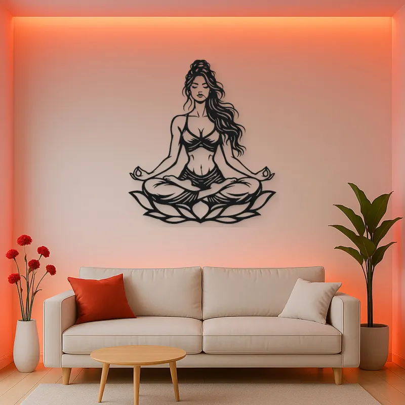 Lotus Meditation Metal Wall Art | Movement Silhouette Decor