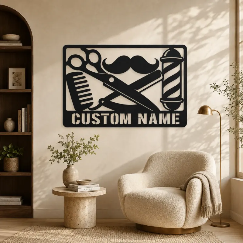 Personalized Barber Tools Metal Wall Art - lifestyle view 5