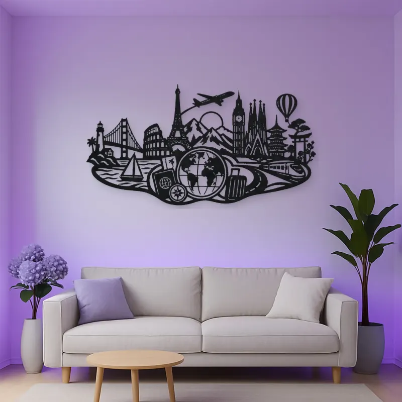 Passport Journey Symbol Metal Wall Art | Travel and City Wall Decor