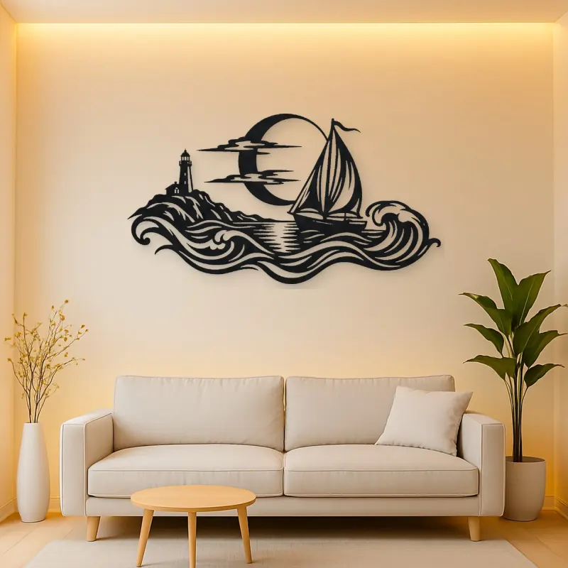 Moonlit Boat Metal Wall Art | Coastal and Nautical Wall Decor