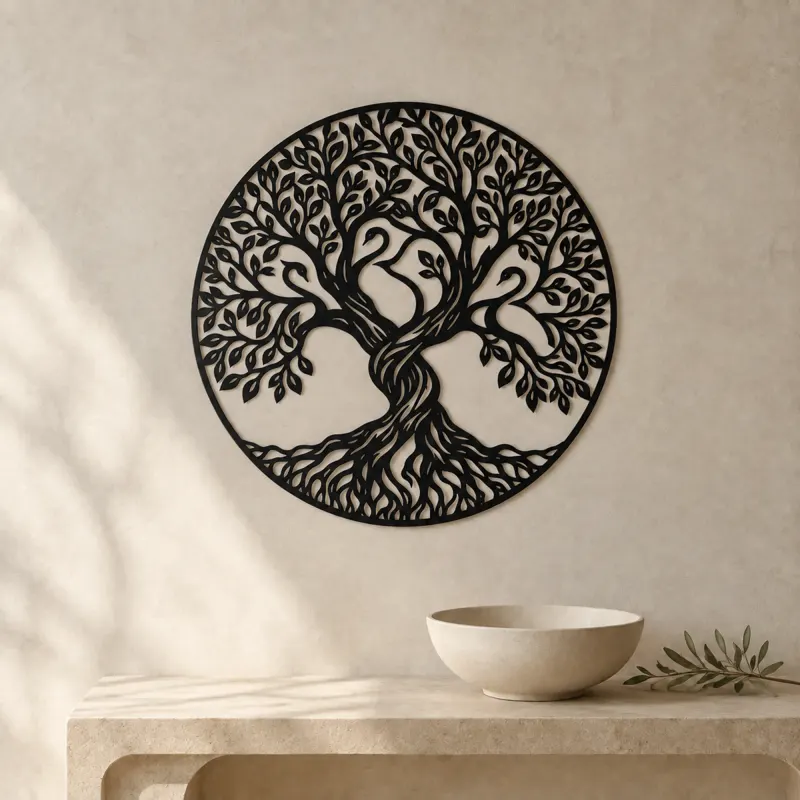 Two Trees Embrace Metal Wall Art | Botanical Metal Wall Decor - lifestyle view 3