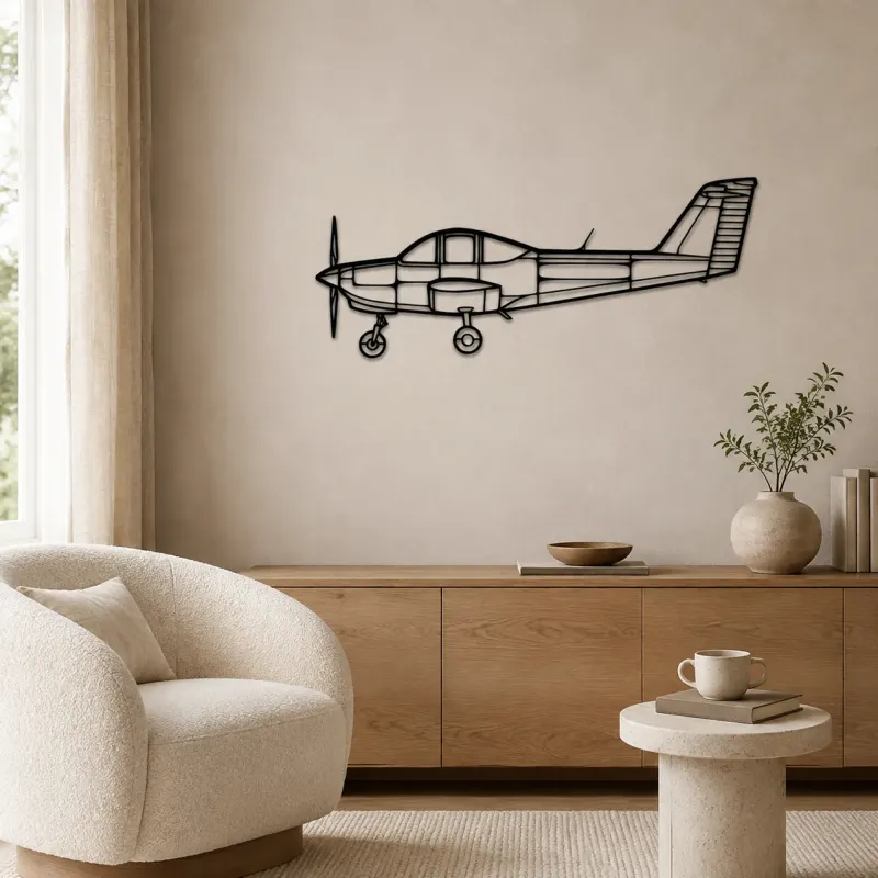 PA-38 Tomahawk Airplane Silhouette Metal Wall Art, Metal Aircraft Silhouette, Aviation Wall Decor, Aviator Decor - lifestyle view 5