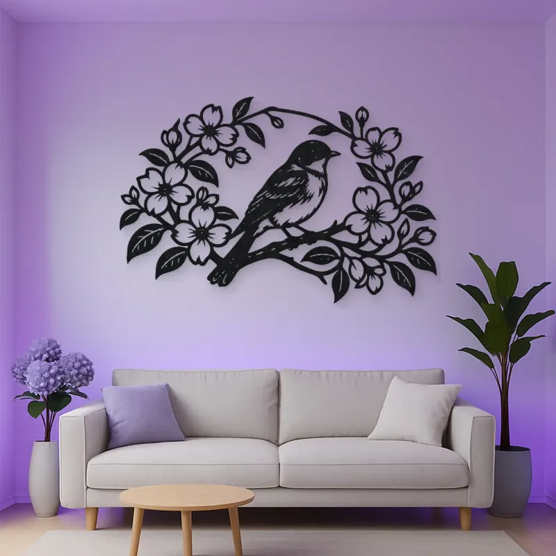 Bluebird Floral Arch Metal Wall Art | Wildlife Silhouette Decor