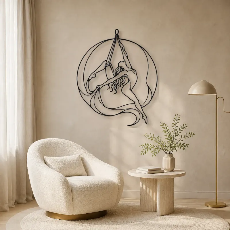 Aerial Silk Dancer Metal Wall Art | Aerial Dance Wall Decor - lifestyle view 5