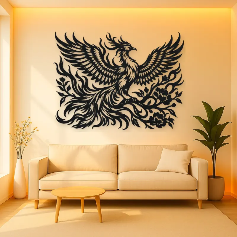 Phoenix Flame Flow Metal Wall Art | Celestial Boho Wall Decor